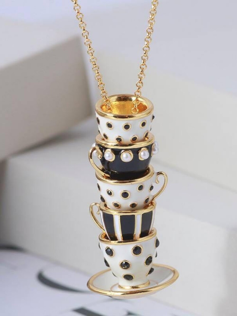 Kate Spade New York x Disney Alice in Wonderland Tea Time Stacked Teacup Pendan